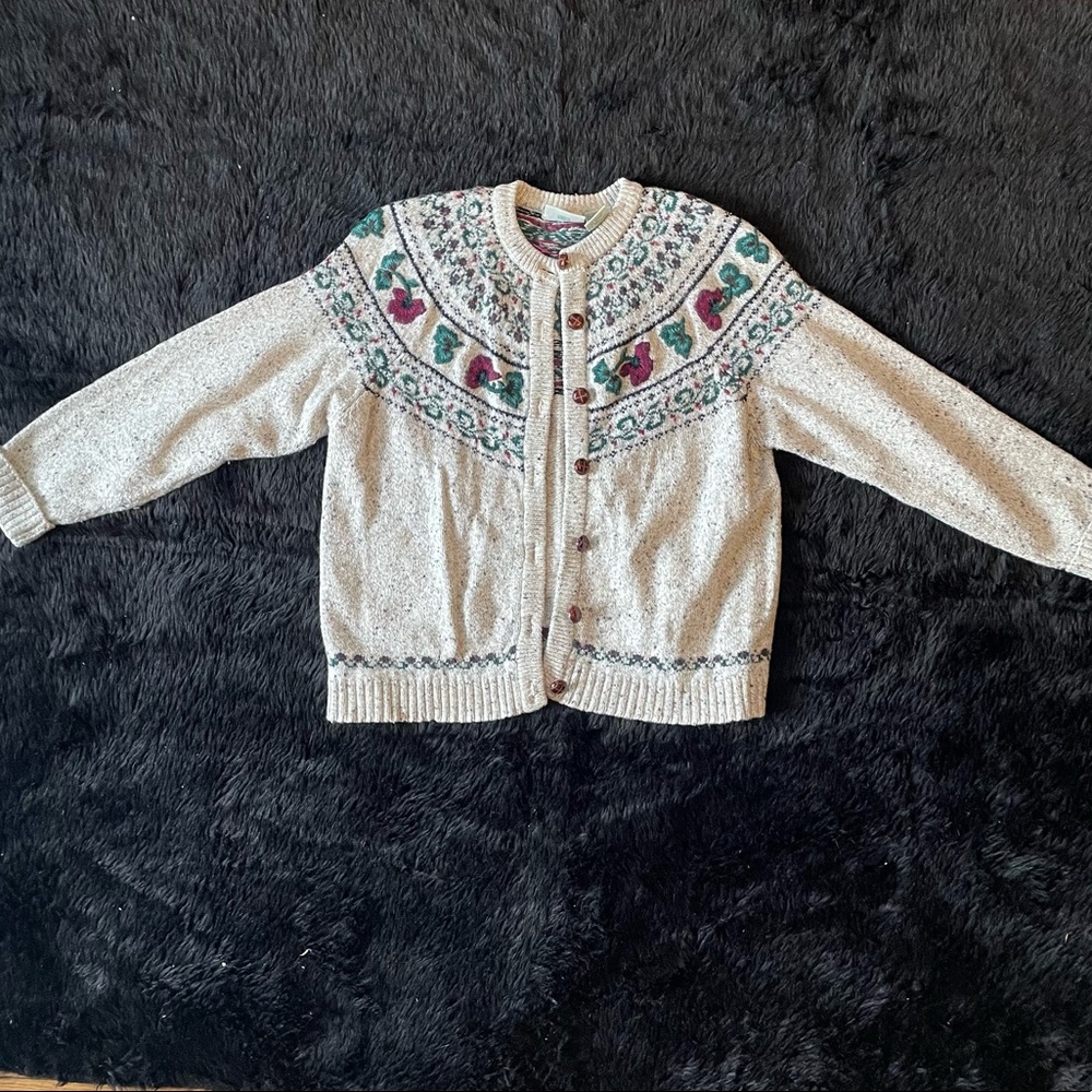 90s Y2K granny chic cottage core Northern Reflections fair isle cardigan Pansy - Picture 11 of 14